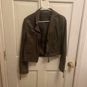 Ikks Green Perforated Leather Jacket